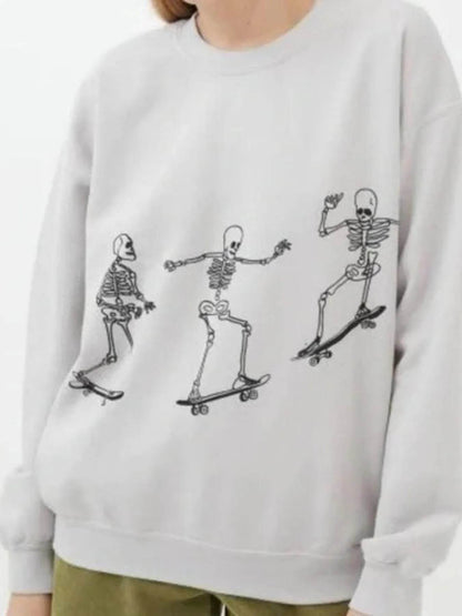 Skeleton Graphic Oversized Sweatshirt - IntuitiveEncBoutique