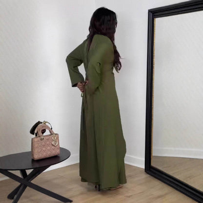 Women's Satin Button Evening Dress Two-piece Set - IntuitiveEncBoutique