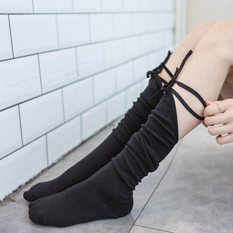 Lolita Cross-tie Over-knee Socks - IntuitiveEncBoutique