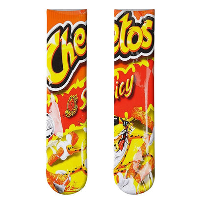 New Fashion Harajuku Kawaii Socks Man Cotton Cartoon Food Print Casual Cotton Hip Hop Unisex Happy Funny skarpety