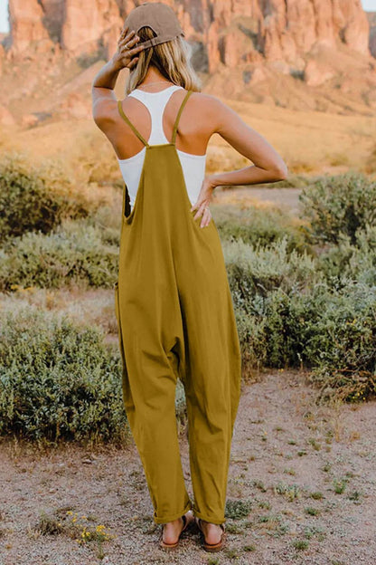 Double Take Full Size V-Neck Sleeveless Jumpsuit with Pockets - IntuitiveEncBoutique
