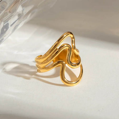 Stainless Steel Corrugated Open Ring - IntuitiveEncBoutique