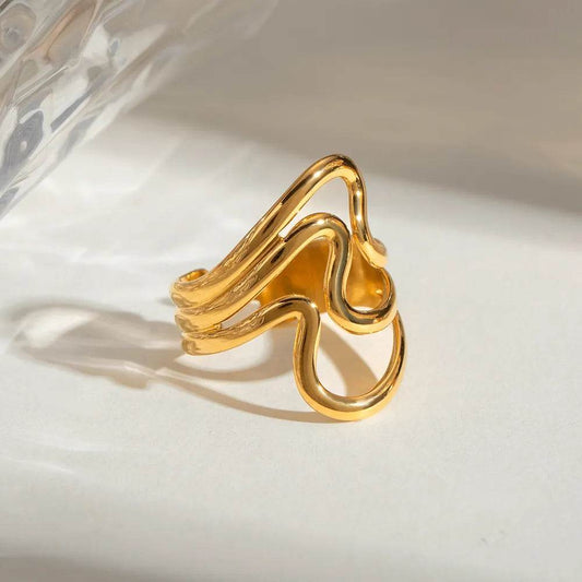 Stainless Steel Corrugated Open Ring - IntuitiveEncBoutique