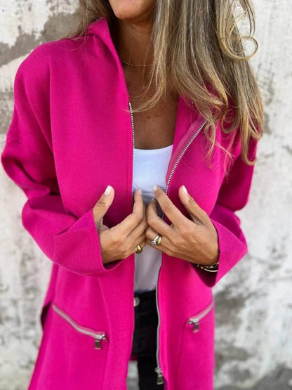 Full Size Zip Up Long Sleeve Hooded Outerwear Plus Size - IntuitiveEncBoutique