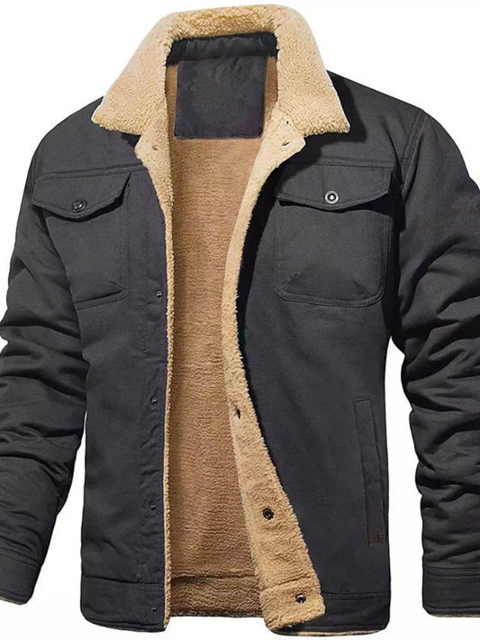Men's Full Size Sherpa Lined Long Sleeve Jacket Plus Size - IntuitiveEncBoutique