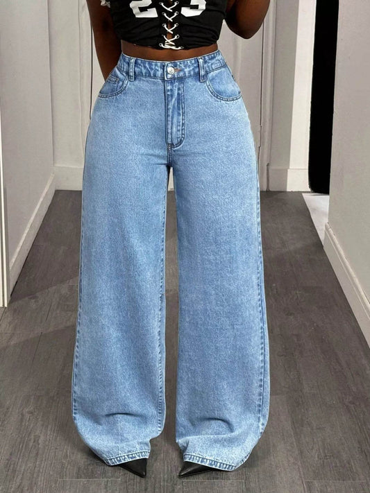 GOOD LUCK Wide Leg Jeans - IntuitiveEncBoutique