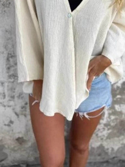Full Size Oversized Button-Up Cardigan Plus Size - IntuitiveEncBoutique