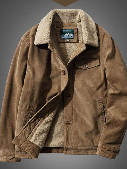 Men's Plus Size Sherpa Corduroy Button Up Jacket - IntuitiveEncBoutique