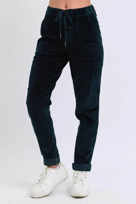 Judy Blue Full Size High Waist Corduroy Cuffed Jogger Plus Size - IntuitiveEncBoutique