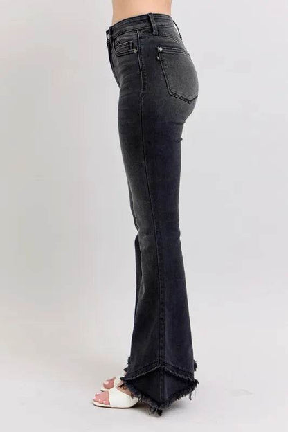 Judy Blue Full Size High Waist Flare W/ Mock Fray Tulip Hem Plus Size - IntuitiveEncBoutique
