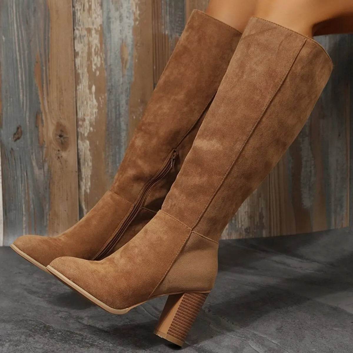 Point Toe Block Heels Boots - IntuitiveEncBoutique