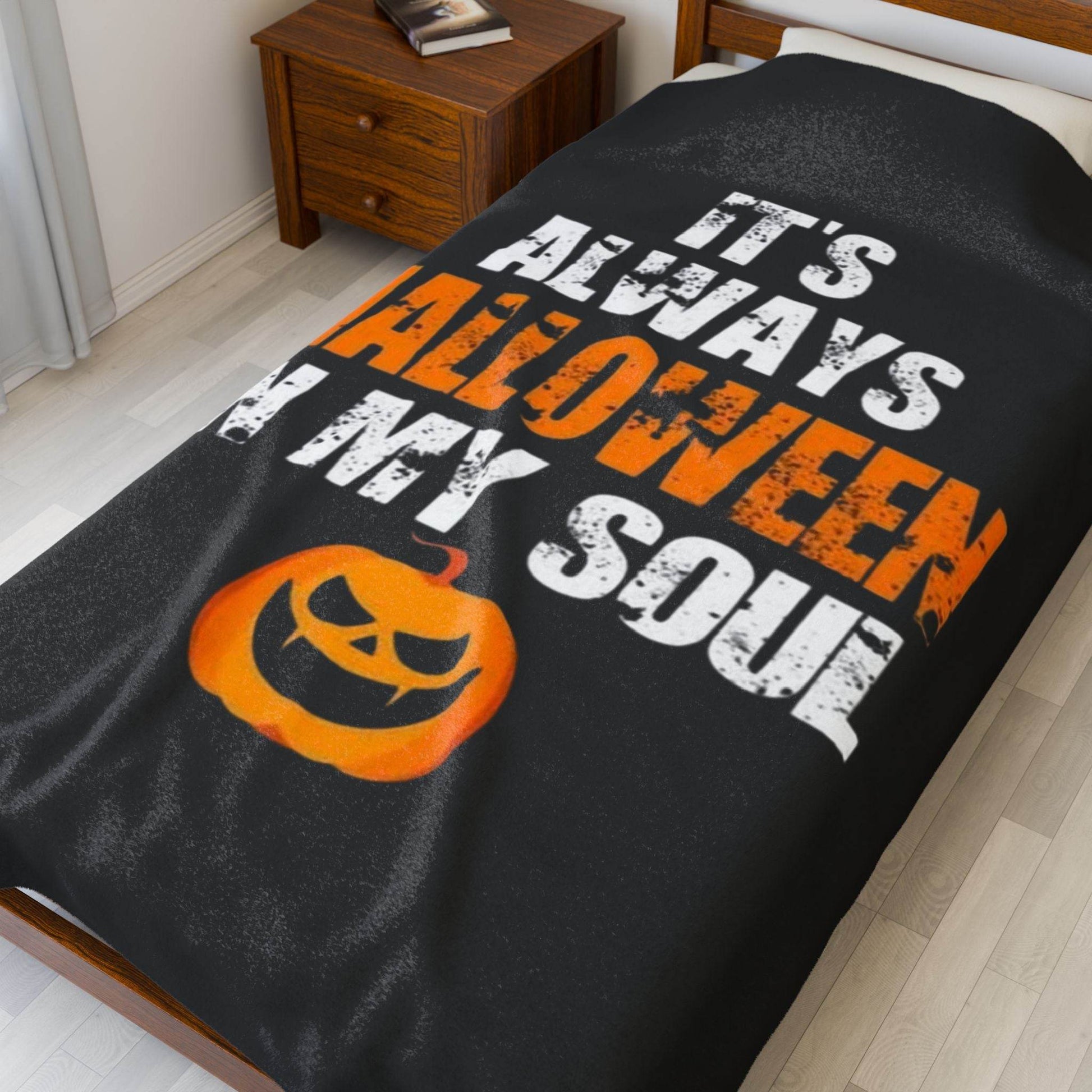 Halloween Velveteen Plush Blanket, Cozy Throw for Spooky Season, Home Decor, Halloween Gift, Warm Cozy Blanket, Seasonal Decor, [...] - IntuitiveEncBoutique
