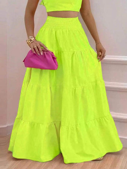 Full Size Ruffled Cami and Tiered Maxi Skirt Set Plus Size - IntuitiveEncBoutique