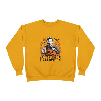 Halloween Sweatshirt - Just Waiting for Halloween | Unisex Crewneck Pullover, Fall Fashion, Halloween Gift, Cozy Sweater, Eco-Friendly Wear - IntuitiveEncBoutique