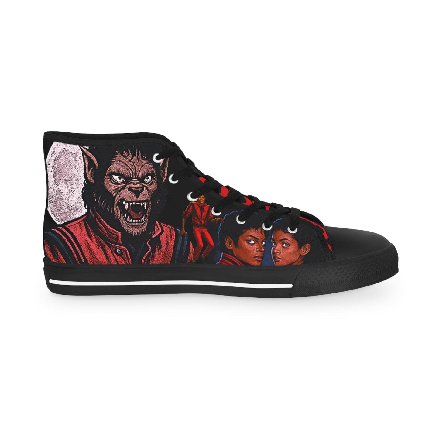 Thriller Inspired High Top Sneakers, Retro Sneakers, Horror Movie Shoes, Custom High Tops, Statement Footwear, Halloween Fashion, Gift [...] - IntuitiveEncBoutique