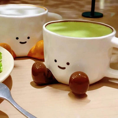 Kawaii hand - pinch feet ceramic coffee cup. High - aesthetic, great for home/dorm. Ideal gift, doubles as mark cup. - IntuitiveEncBoutique