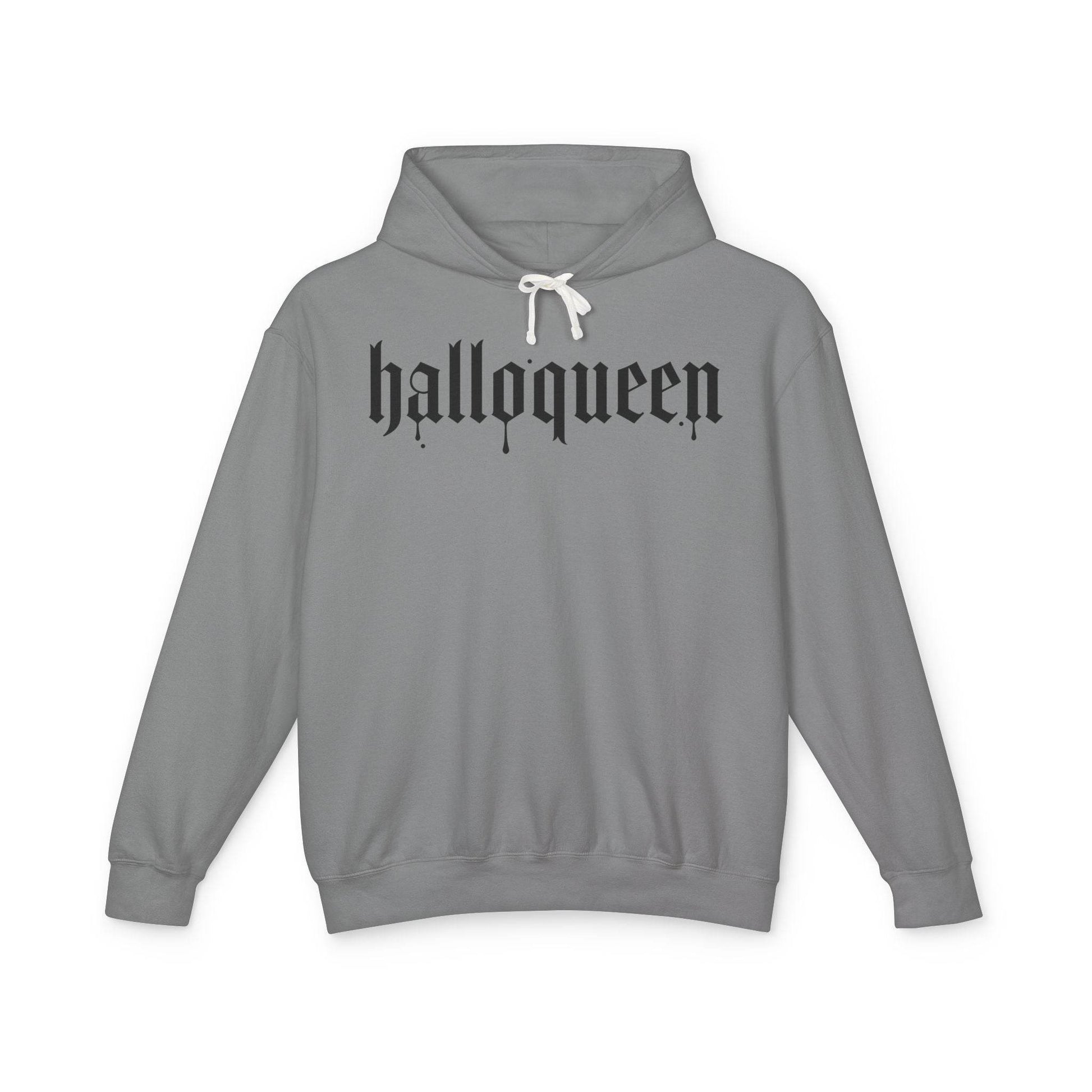 Halloween Unisex Lightweight Hoodie, Halloqueen Sweatshirt, Cute Fall Fashion, Cozy Halloween Gift, Spooky Season Apparel - IntuitiveEncBoutique