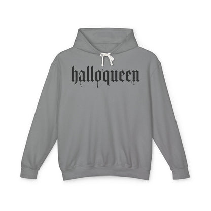 Halloween Unisex Lightweight Hoodie, Halloqueen Sweatshirt, Cute Fall Fashion, Cozy Halloween Gift, Spooky Season Apparel - IntuitiveEncBoutique
