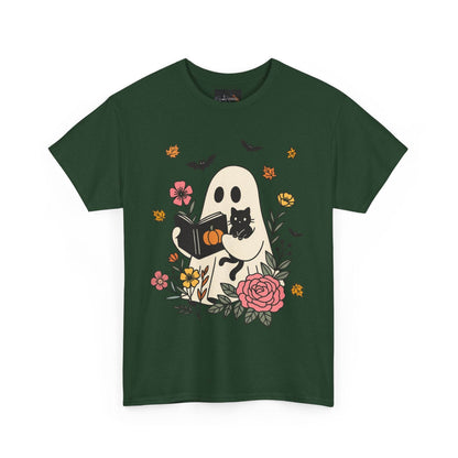 Cute Ghost & Cat Unisex Heavy Cotton Tee - IntuitiveEncBoutique
