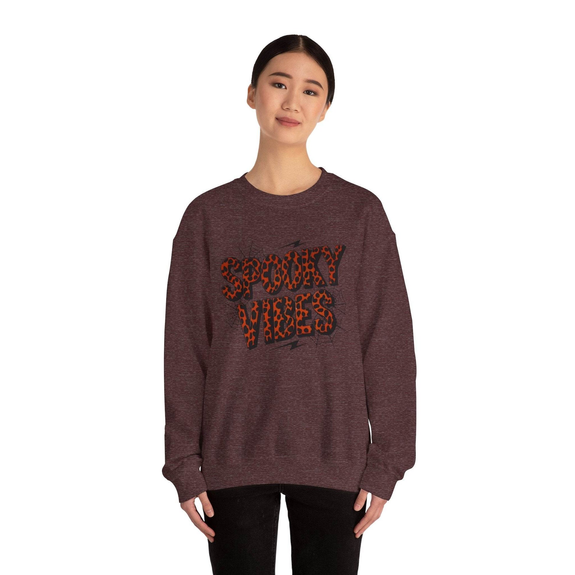 Spooky Vibes Sweatshirt - Halloween Crewneck, Unisex Cozy Jumper, Fall Fashion, Ghosts & Ghouls, Casual Wear, Fun Gift - IntuitiveEncBoutique