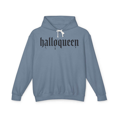 Halloween Unisex Lightweight Hoodie, Halloqueen Sweatshirt, Cute Fall Fashion, Cozy Halloween Gift, Spooky Season Apparel - IntuitiveEncBoutique