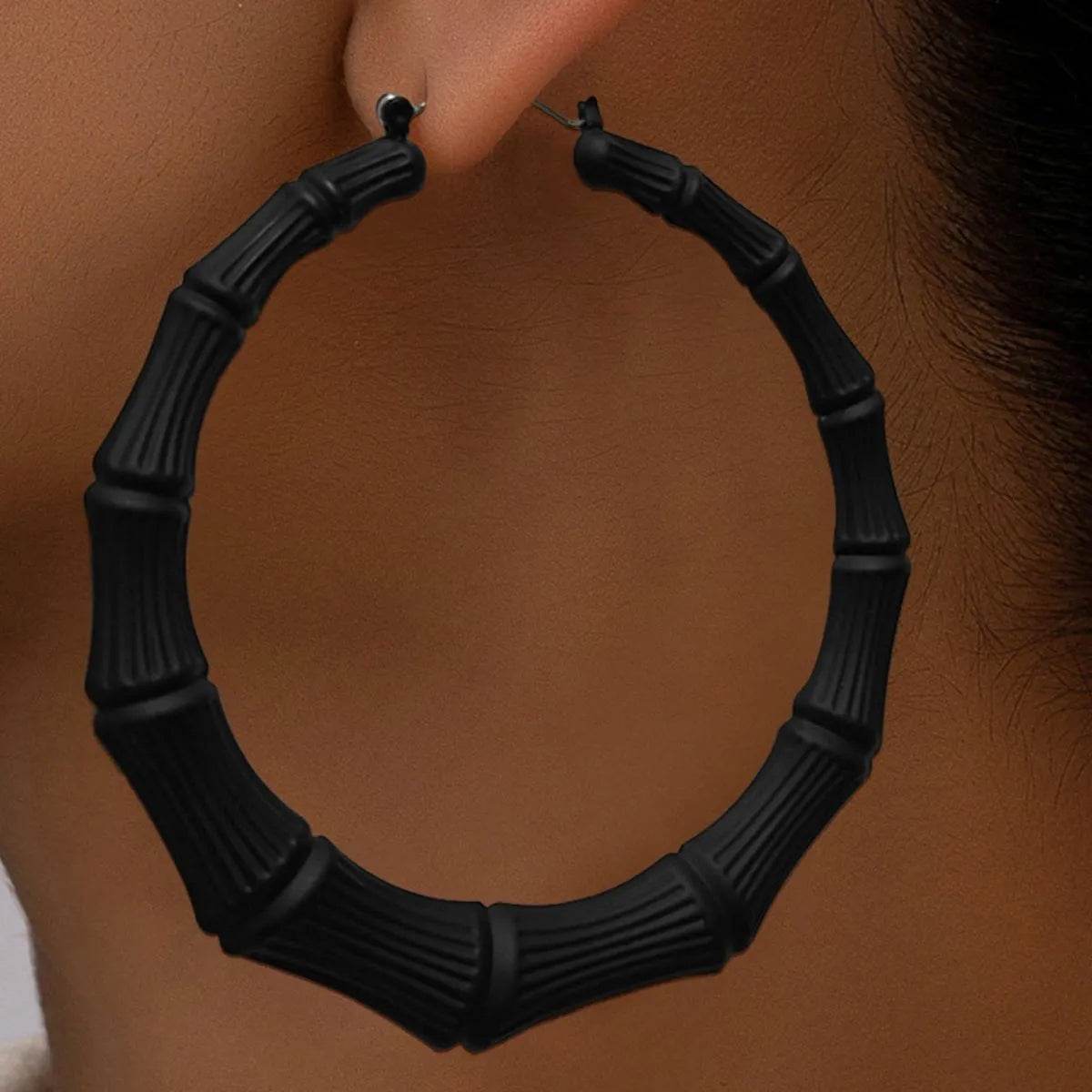 Stainless Steel Textured Hoop Earrings - IntuitiveEncBoutique