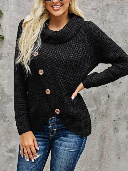 Full Size Texture Turtleneck Long Sleeve Sweater Plus Size - IntuitiveEncBoutique