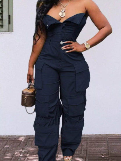 Tube Snap Down Cargo Jumpsuit - IntuitiveEncBoutique