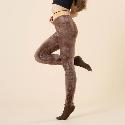 leggings for warmth, women's bare legs with plush and thick translucent pantyhose - IntuitiveEncBoutique
