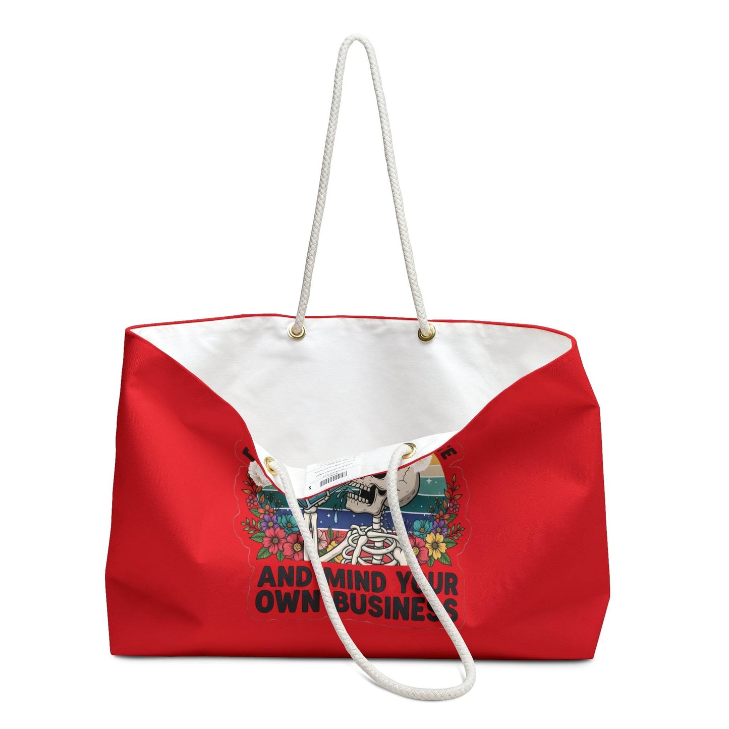 Vibrant Skeleton Weekender Bag | Perfect for Travel, Beach, Gym, Gifts, and More | 'Don't Forget to Hydrate' Design - IntuitiveEncBoutique