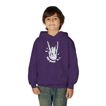 Youth Ghostly Rocker Hoodie - Stay Spooky Sweatshirt, Halloween Apparel, Youth Fashion, Skeleton Design, Cozy Gift - IntuitiveEncBoutique