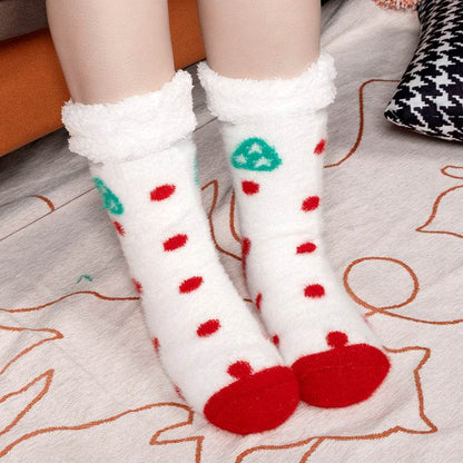 Christmas Floor Socks Indoor Home Sleep Winter Plush Thick Long Socks Women's Postpartum Socks Anti slip - IntuitiveEncBoutique
