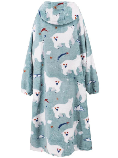 Fuzzy Pocketed Long Sleeve Hooded Lounge Dress - IntuitiveEncBoutique