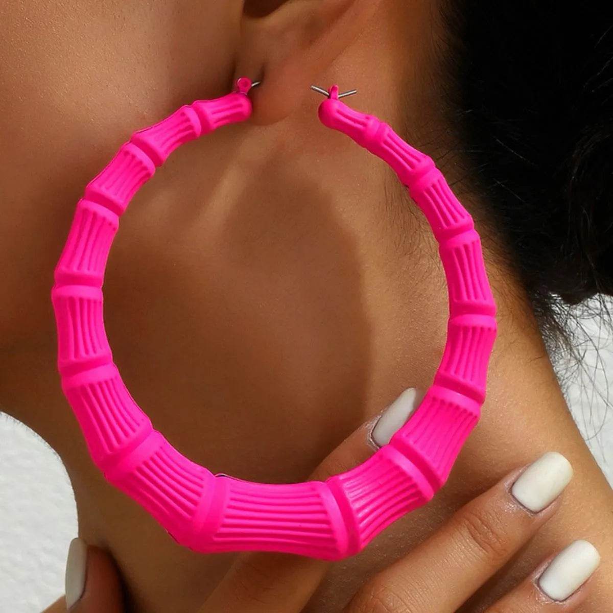 Stainless Steel Textured Hoop Earrings - IntuitiveEncBoutique