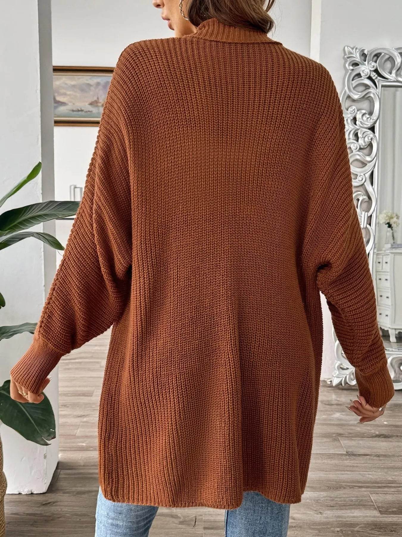 Oversized Knit Open Front Cardigan - IntuitiveEncBoutique