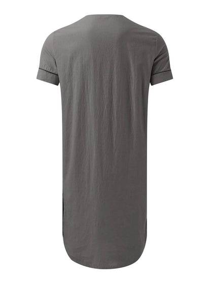 Men's Full Size Button Detail Short Sleeve Lounge Dress Plus Size - IntuitiveEncBoutique