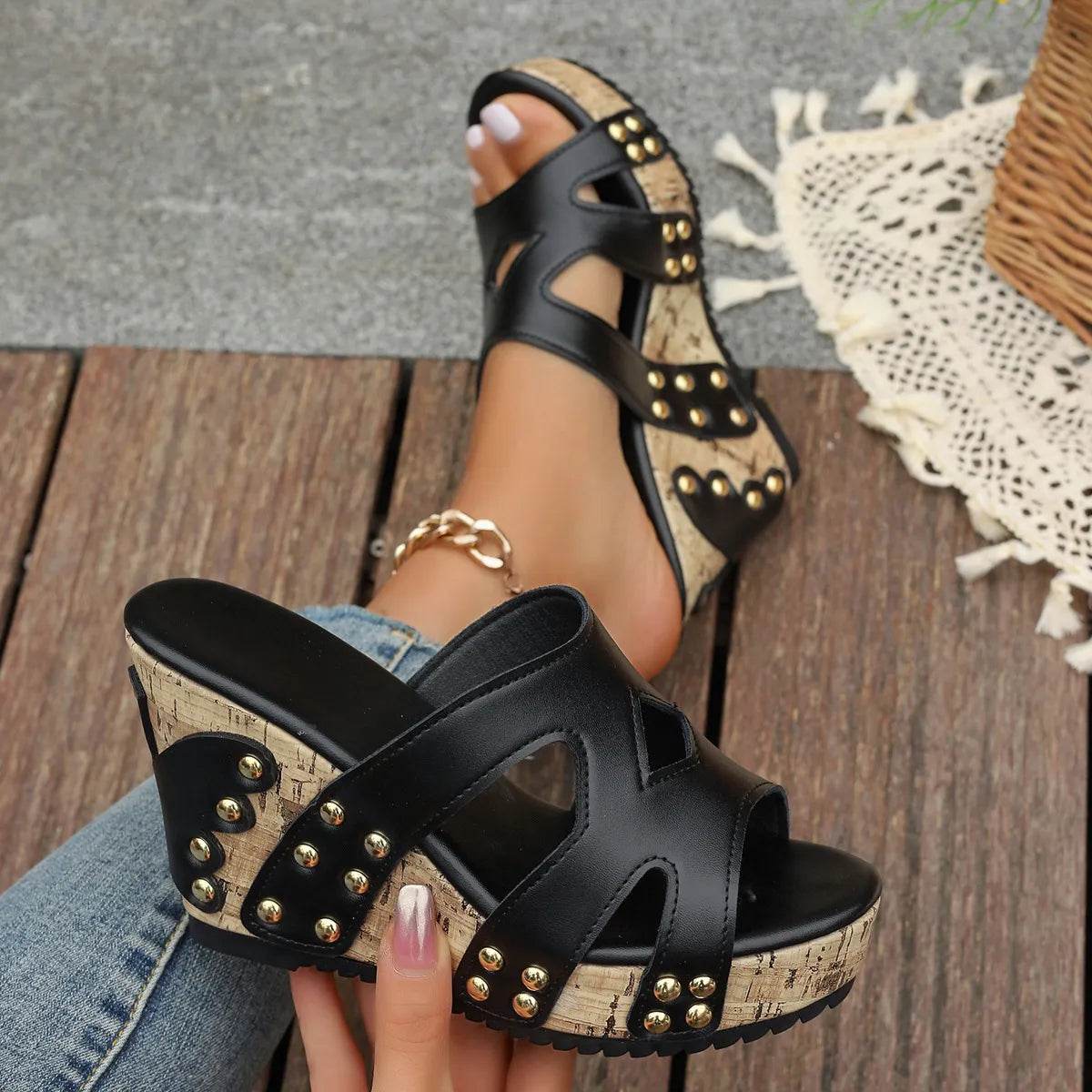 Open Toe Wedge Sandals - IntuitiveEncBoutique