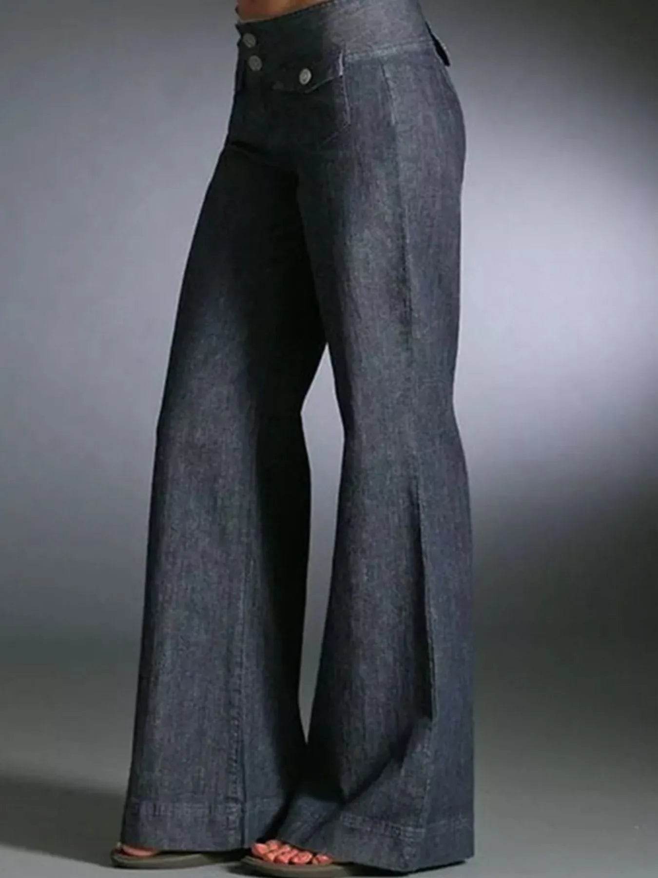 Full Size High-Waisted Wide-Leg Wash Jeans Plus Size - IntuitiveEncBoutique