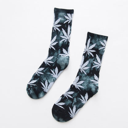 White Maple Leaves Men Colorful Cotton Socks Hip Hop Street Skater  Socks