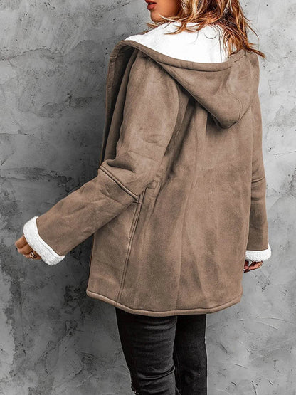 Full Size Cozy Sherpa Lined Toggle Coat with Hood Plus Size - IntuitiveEncBoutique