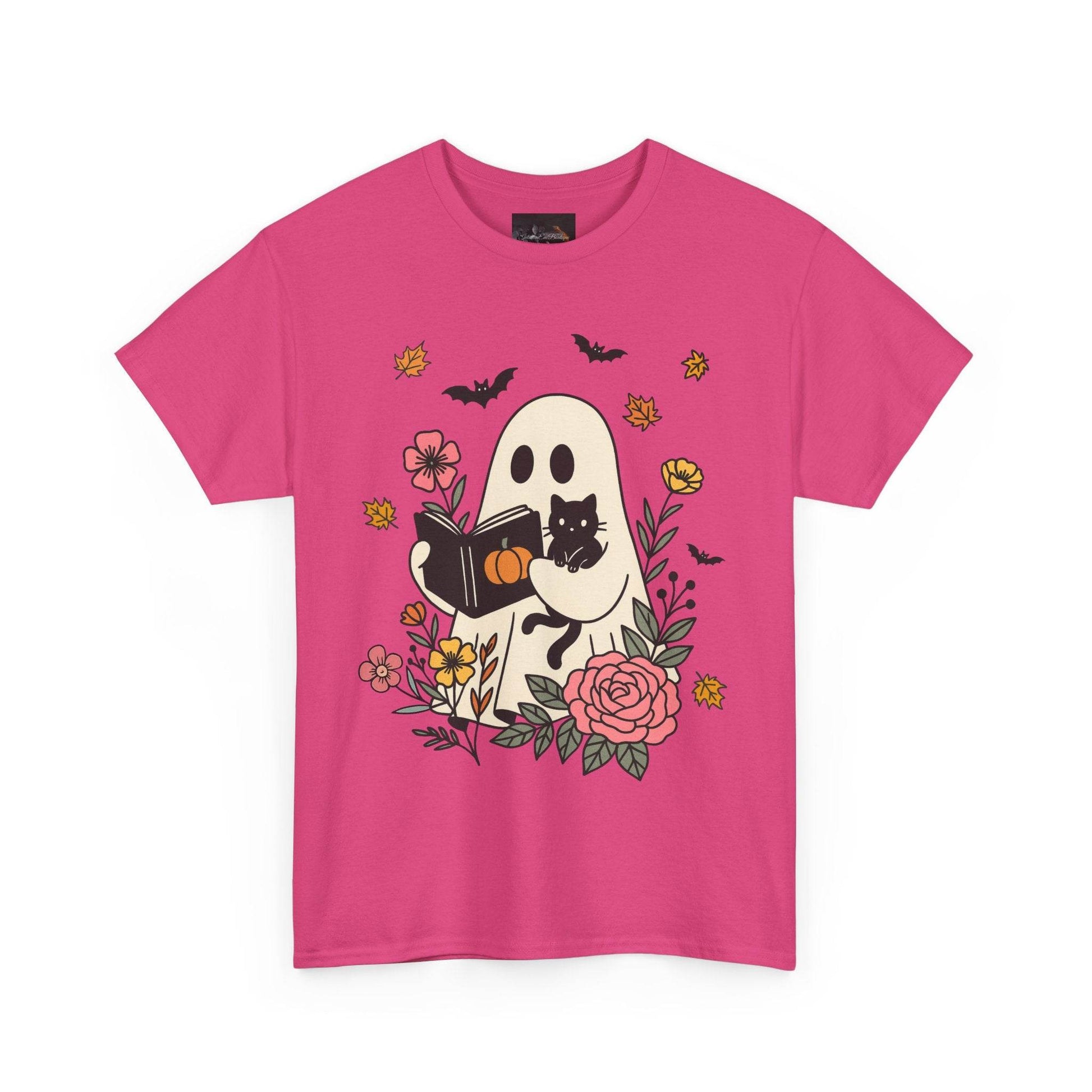 Cute Ghost & Cat Unisex Heavy Cotton Tee - IntuitiveEncBoutique