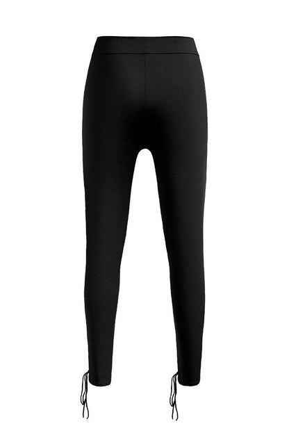 Black Grommet Lace Up Front Leggings - IntuitiveEncBoutique