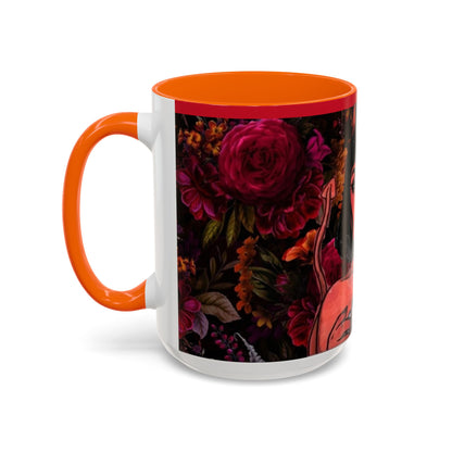Gothic Floral Accent Coffee Mug - Perfect for Coffee Lovers, Gift for Birthdays, Drama Queen Decor, Unique Art Mug
