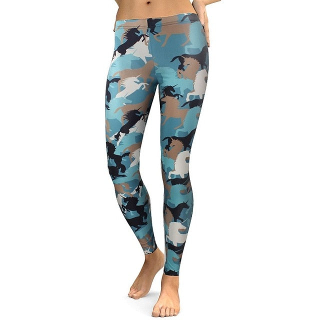 Women Leggings Animal Horse Digital Print Pants