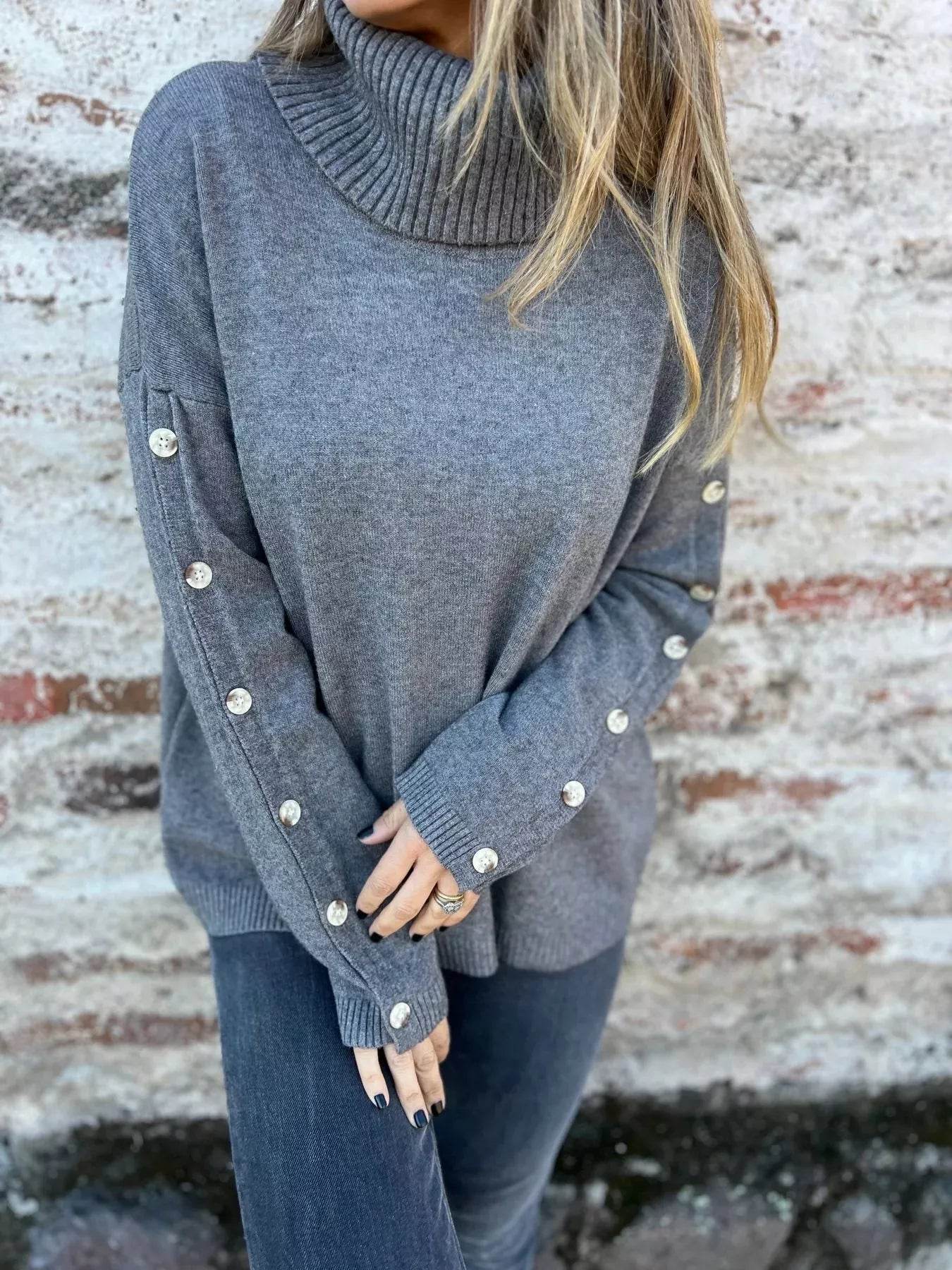 Full Size Turtleneck Long Sleeve Sweater Plus Size - IntuitiveEncBoutique