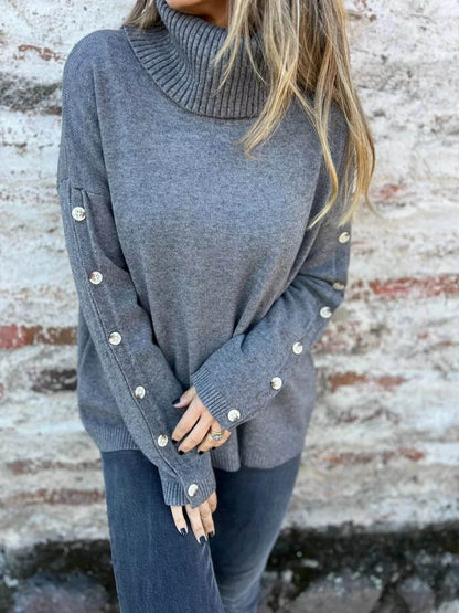 Full Size Turtleneck Long Sleeve Sweater Plus Size - IntuitiveEncBoutique