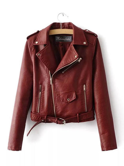 Full Size Zip Up Leather Motorcycle Biker Jacket Plus Size - IntuitiveEncBoutique