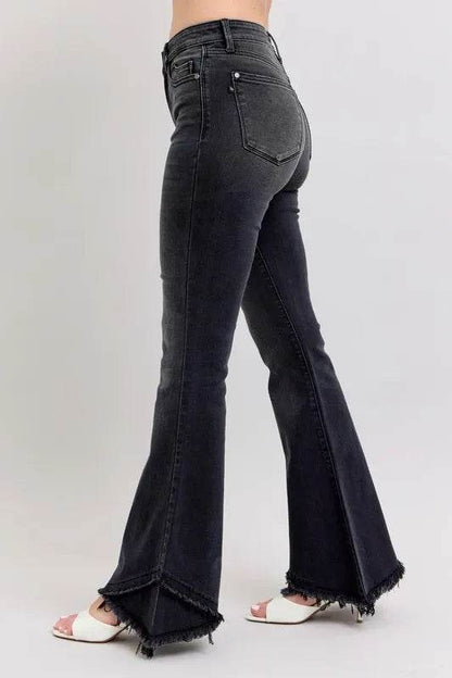 Judy Blue Full Size High Waist Flare W/ Mock Fray Tulip Hem Plus Size - IntuitiveEncBoutique