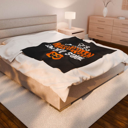 Halloween Velveteen Plush Blanket, Cozy Throw for Spooky Season, Home Decor, Halloween Gift, Warm Cozy Blanket, Seasonal Decor, [...] - IntuitiveEncBoutique