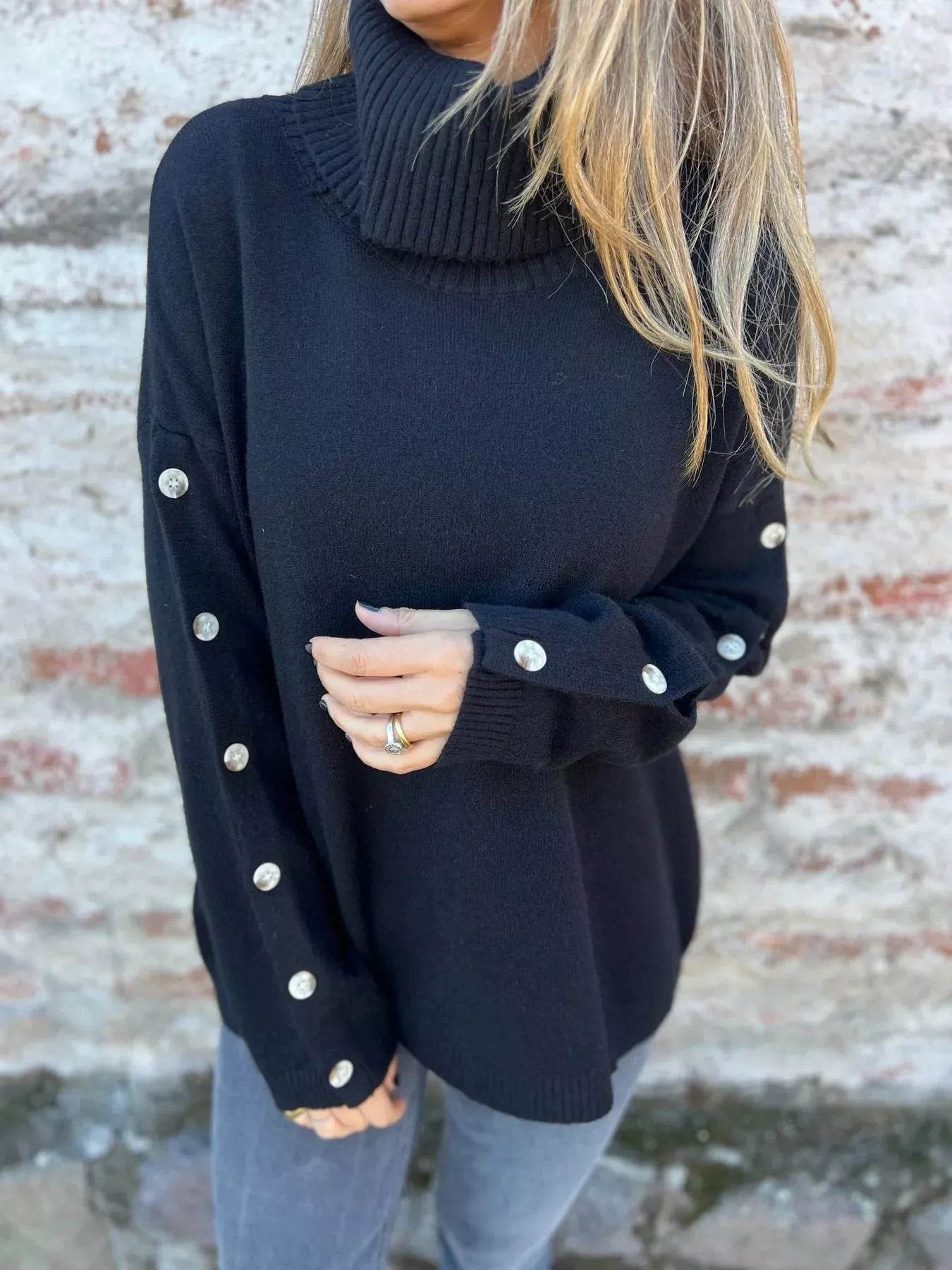 Full Size Turtleneck Long Sleeve Sweater Plus Size - IntuitiveEncBoutique